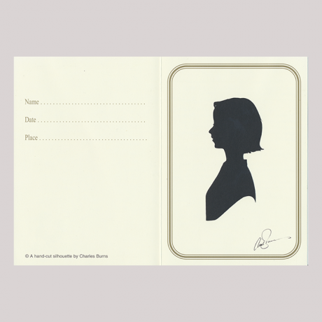 
        Silhouette, with girl in frame looking left.
